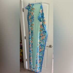 NWT Talbots Multicolor Floral Stripe Scarf/Wrap; Approx 27x72; Pretty!